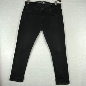 7 For All Mankind Paxlyn Black Denim Jeans Mens 34x30 Slim Fit‎ Made in Mexico